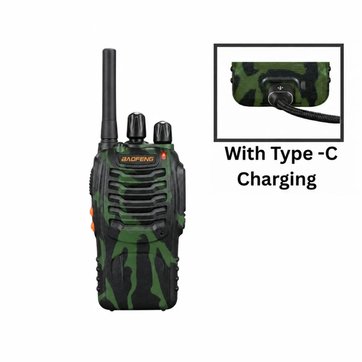 Baofeng BF-888S C-Type Limited Edition Camouflage Walkie Talkie – Rugged Design & Type-C Charging (Pack of 1)