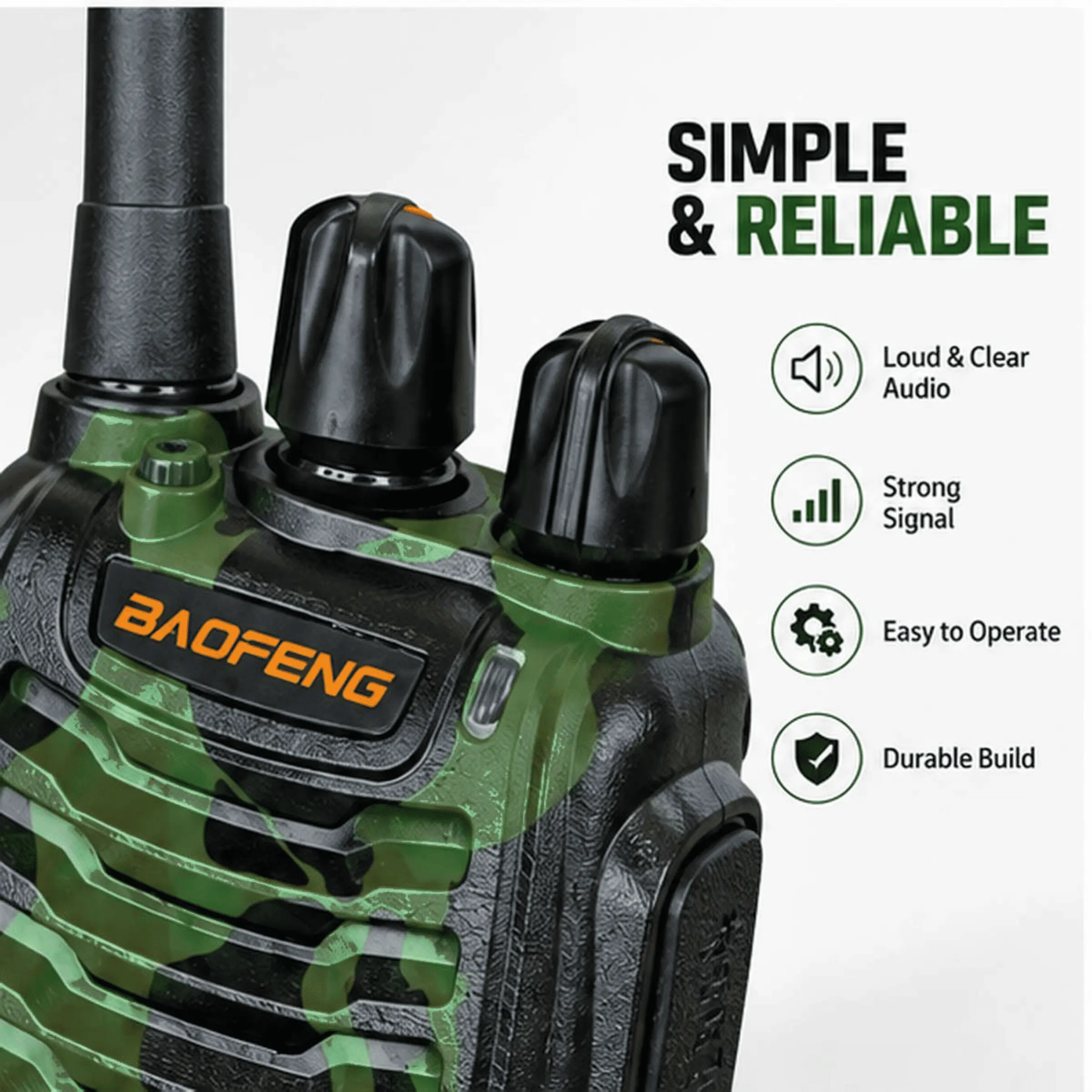 Baofeng BF-888S C-Type Limited Edition Camouflage Walkie Talkie – Rugged Design & Type-C Charging (Pack of 3)