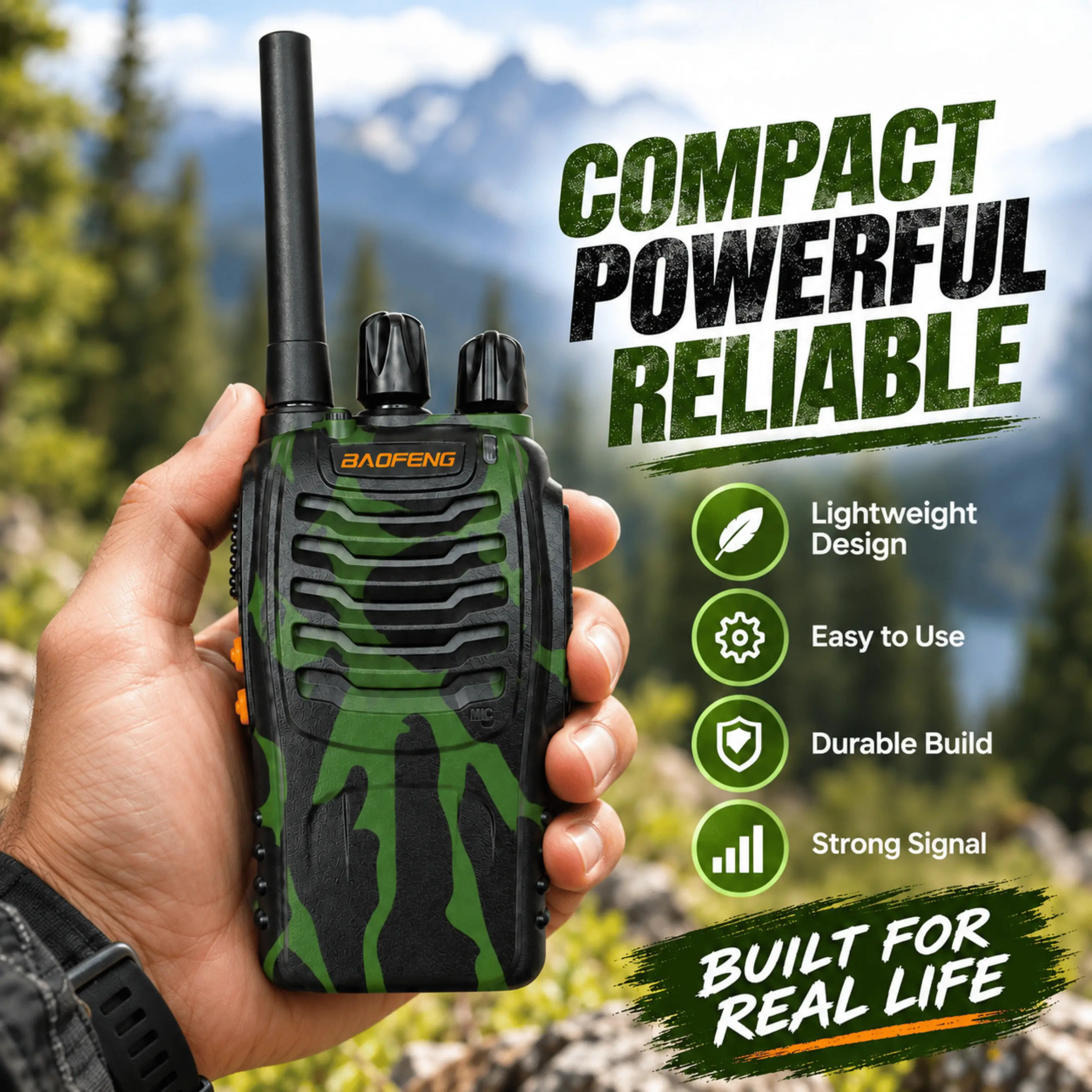 Baofeng BF-888S C-Type Limited Edition Camouflage Walkie Talkie – Rugged Design & Type-C Charging (Pack of 3)