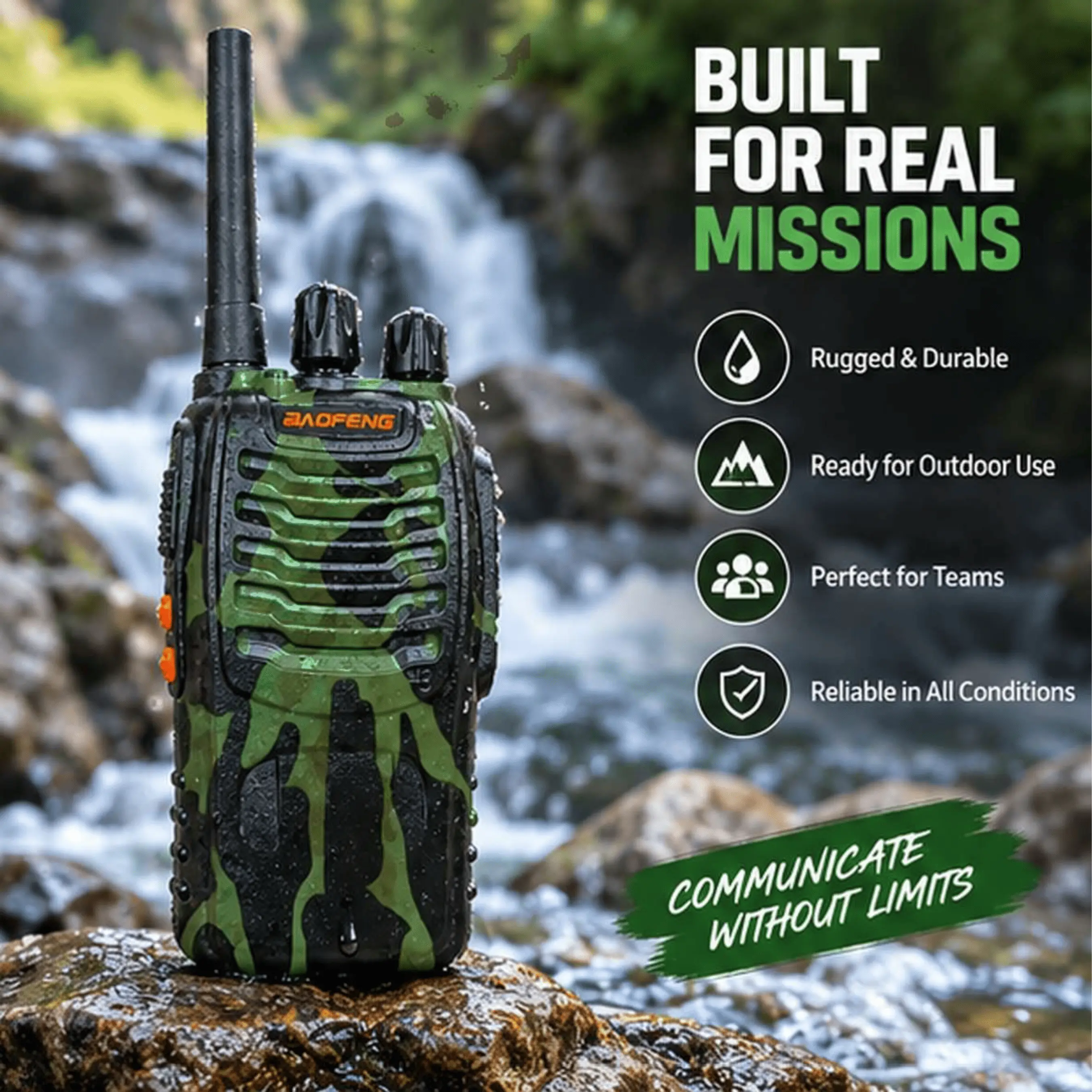 Baofeng BF-888S C-Type Limited Edition Camouflage Walkie Talkie – Rugged Design & Type-C Charging (Pack of 3)