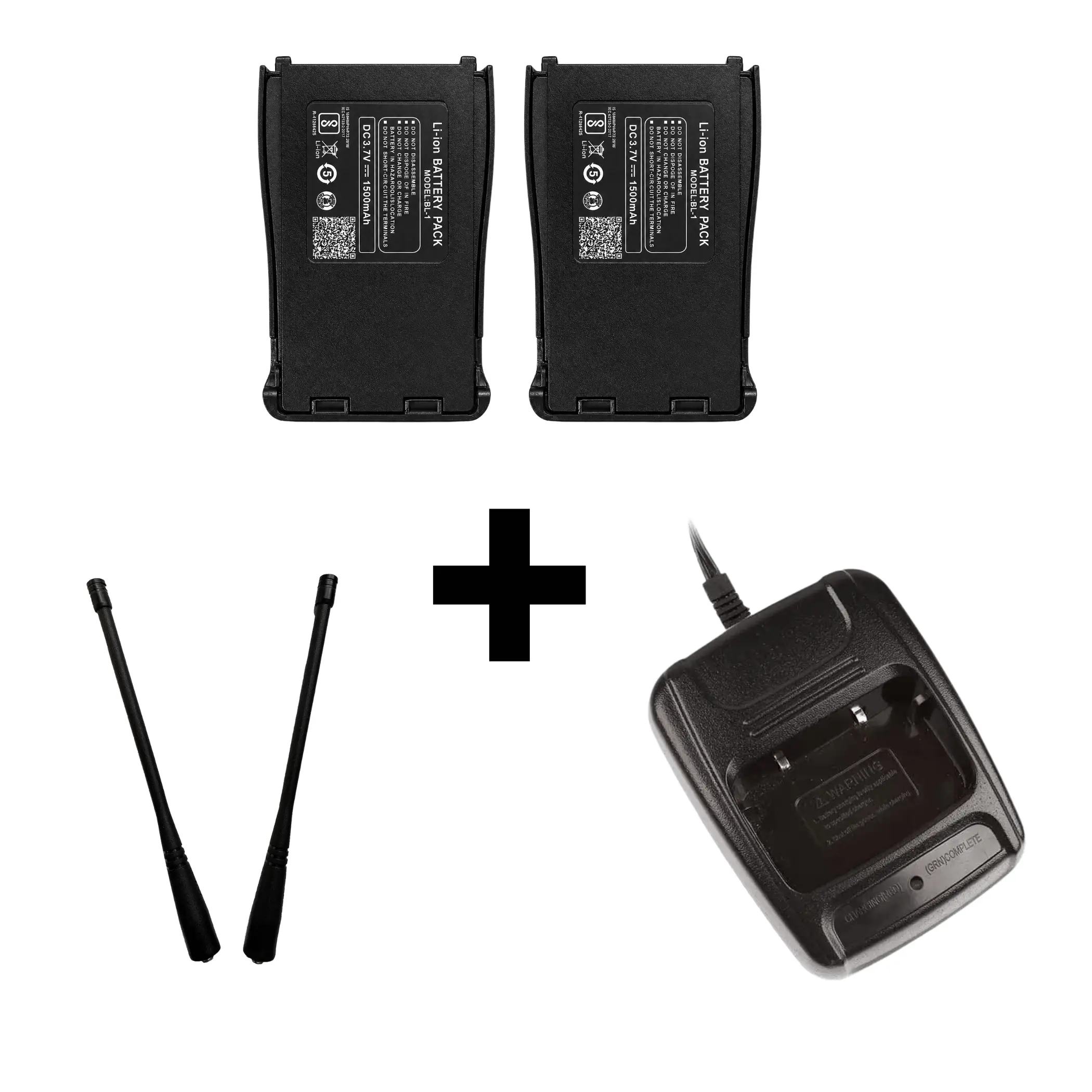 BAOFENG Origial BF-888S Maintenance Kit | 2 Batteries + 2 Antennas + Desktop Charger Combo (Pack of 1)