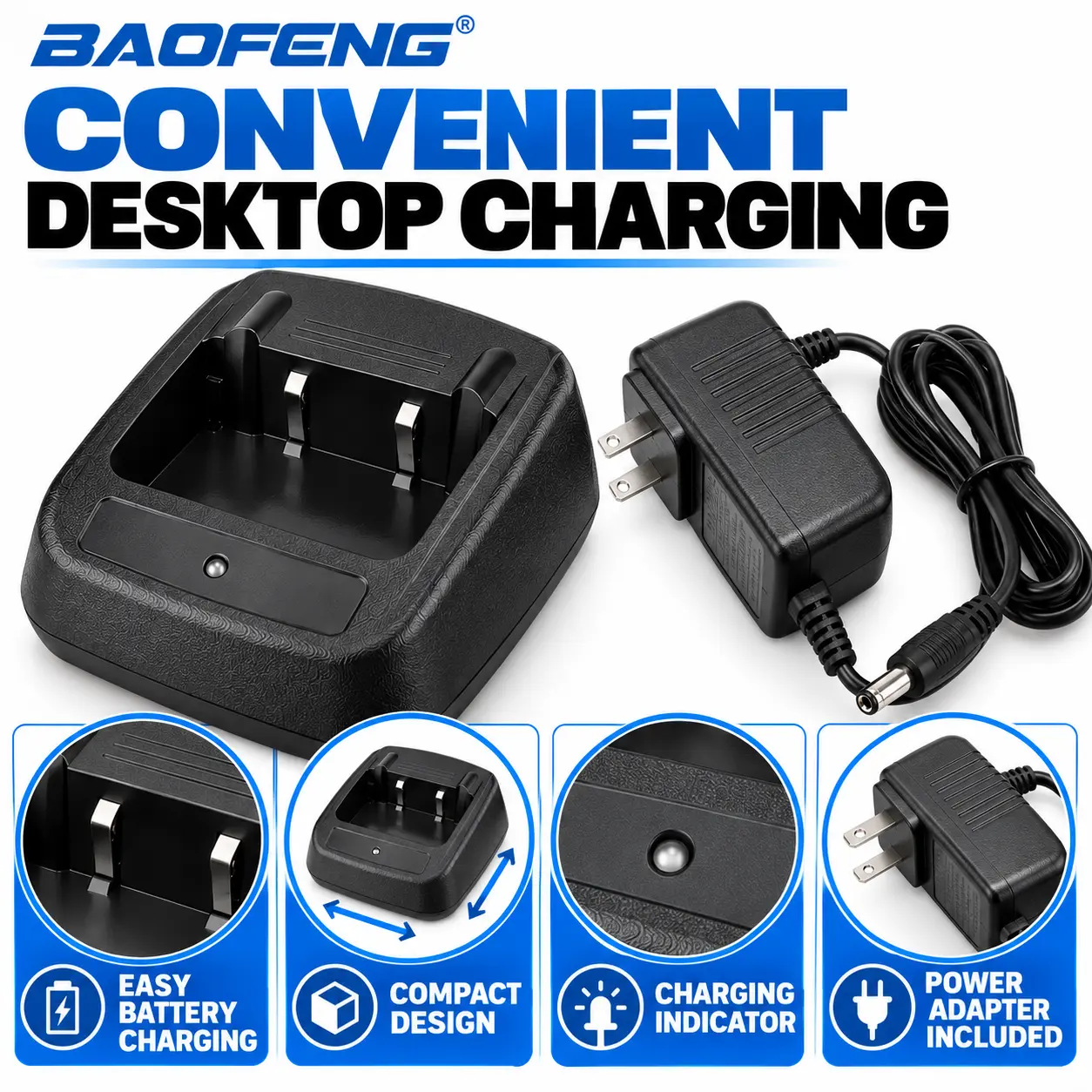 BAOFENG Origial BF-888S Maintenance Kit | 2 Batteries + 2 Antennas + Desktop Charger Combo (Pack of 1)