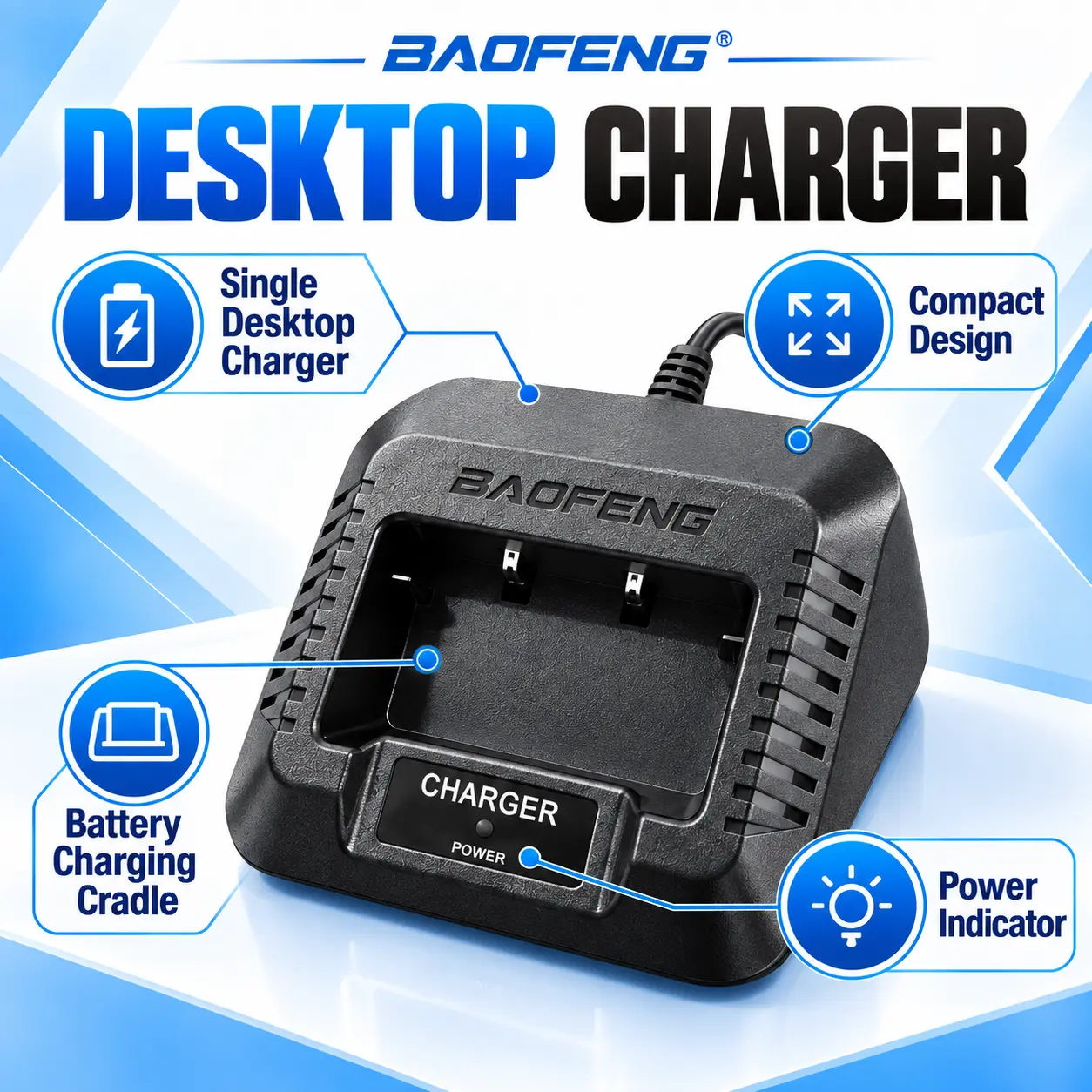 BAOFENG Original UV-5R Dual Power + Programming Kit | Batteries + Desktop Charger + USB Programming Cable (Pack of 1)