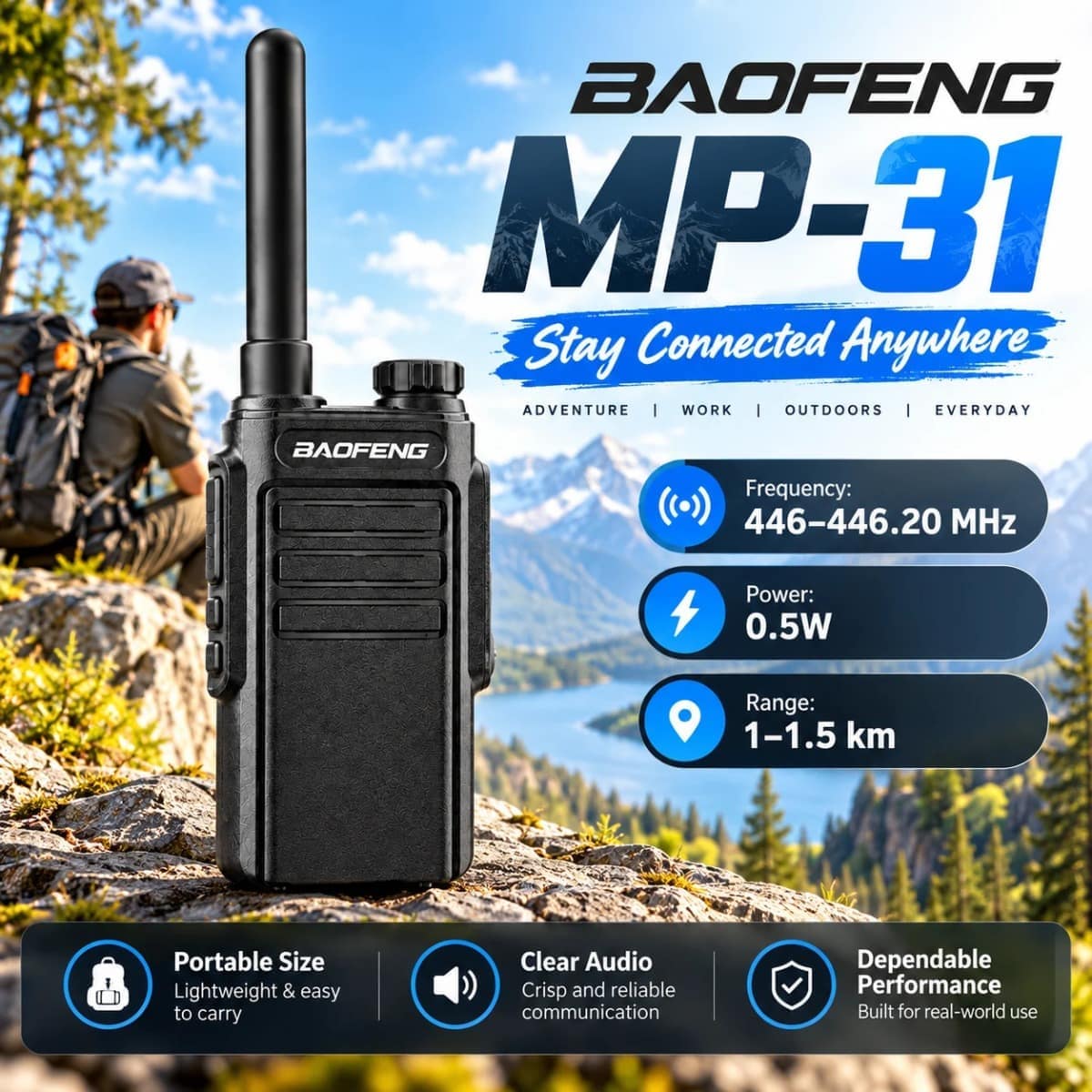 Baofeng MP31 PMR FREEOFFER (pack of 2+1)